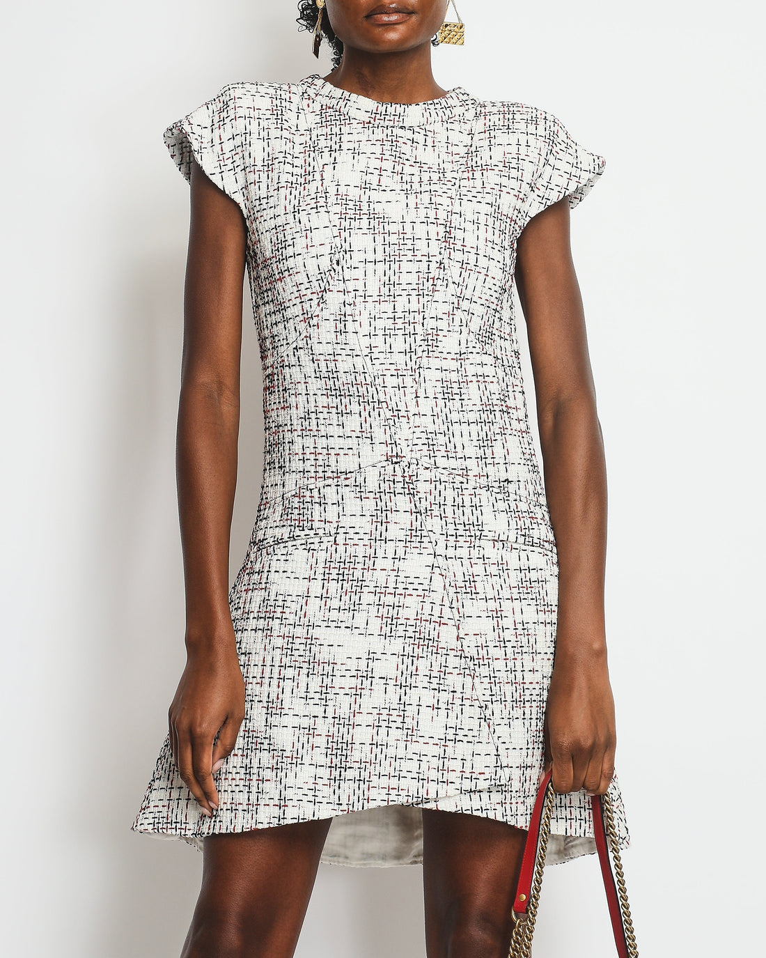 Top Quality Chanel White Red and Blue Tweed Short Mini Dress Size FR 34 (UK 6)
