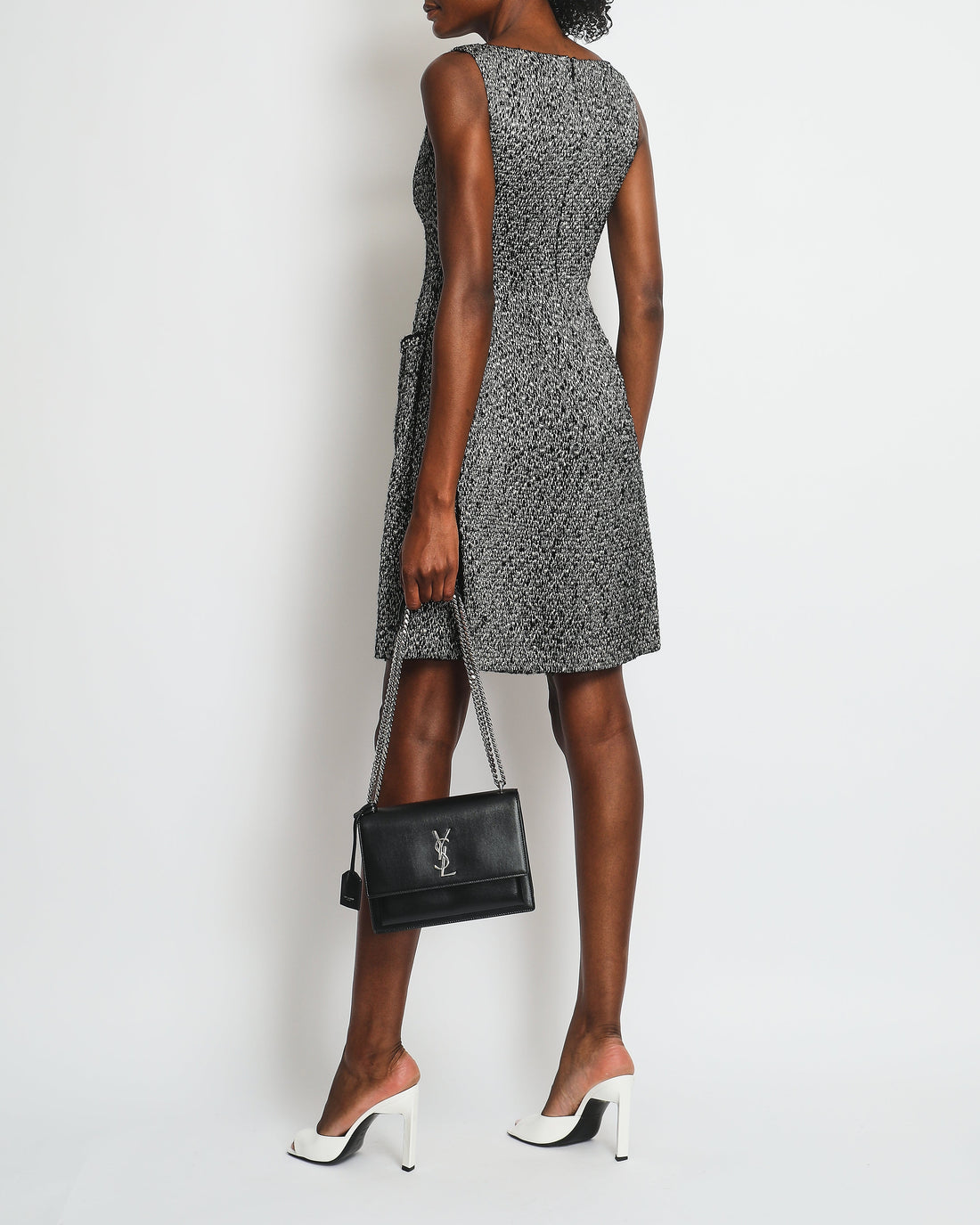 Top Quality Chanel Grey and Black Tweed Sleeveless Mini Dress Size FR 38 (UK 10)
