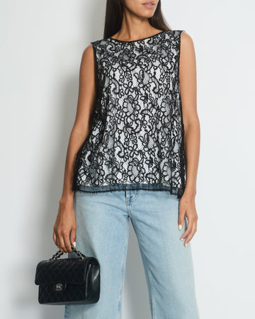 Top Quality Chanel Vest with Black Lace Overlay FR 42 (UK 14)
