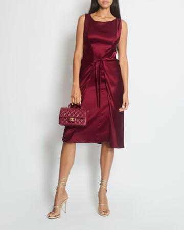 Top Quality Chanel  98A Burgundy Silk Wrap Dress Size FR 38 ( UK 10)