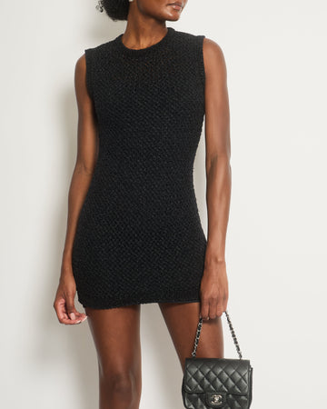 Top Quality Chanel Black Crochet Sleeveless Mini Dress Size FR 36 (UK 8)