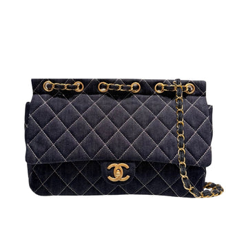 CC CLASSIC FLAP BAG IN DENIM DARK BLUE 30CM