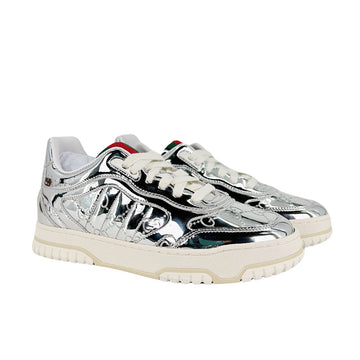 GG WOMEN'S RE WEB SNEAKER SILVER 825961 FAD56 8144