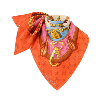 LV FLOWER AND STRAPS SQUARE IN ORANGE 90CM M79925
