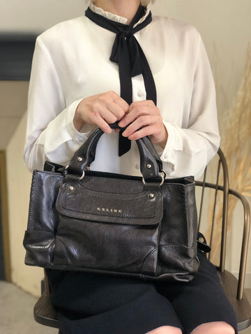 CELINE Horse Carriage Handbag Black New 1:1 ye36tf