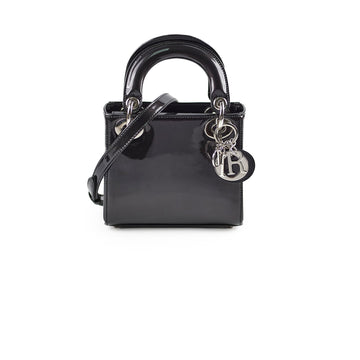 Christian Dior Mini Lady Dior Patent Black