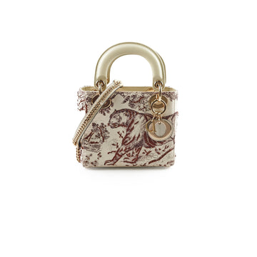 Christian Dior Mini Calfskin Limited Edition Embriodered Bag Ivory/Burgundy