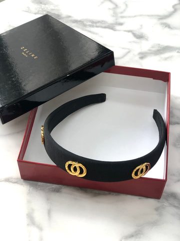CELINE Circle Logo Fabric headband Black New 1:1 jfpgmz