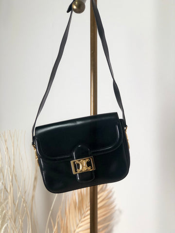 CELINE Triomphe  Leather Shoulder bag Black New 1:1 t667pp