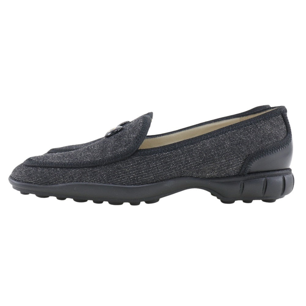 Top Quality Chanel Denim Coco Button Loafers Black