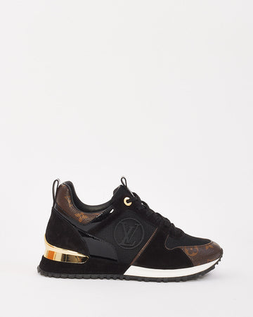 Louis Vuitton Black & Monogram Canvas & Suede Run Away Sneakers - 37