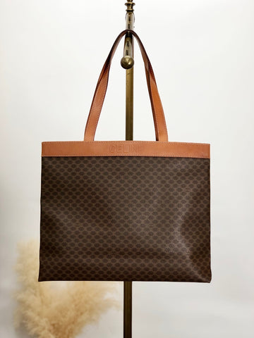 CELINE Macadam Logo Embossed Handbag Brown New 1:1 fag5p8