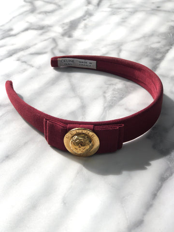 CELINE Starball Ribbon Fabric headband burgundy New 1:1 hjb2bi
