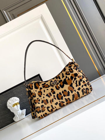 Prada Leopard Hobo Handbag