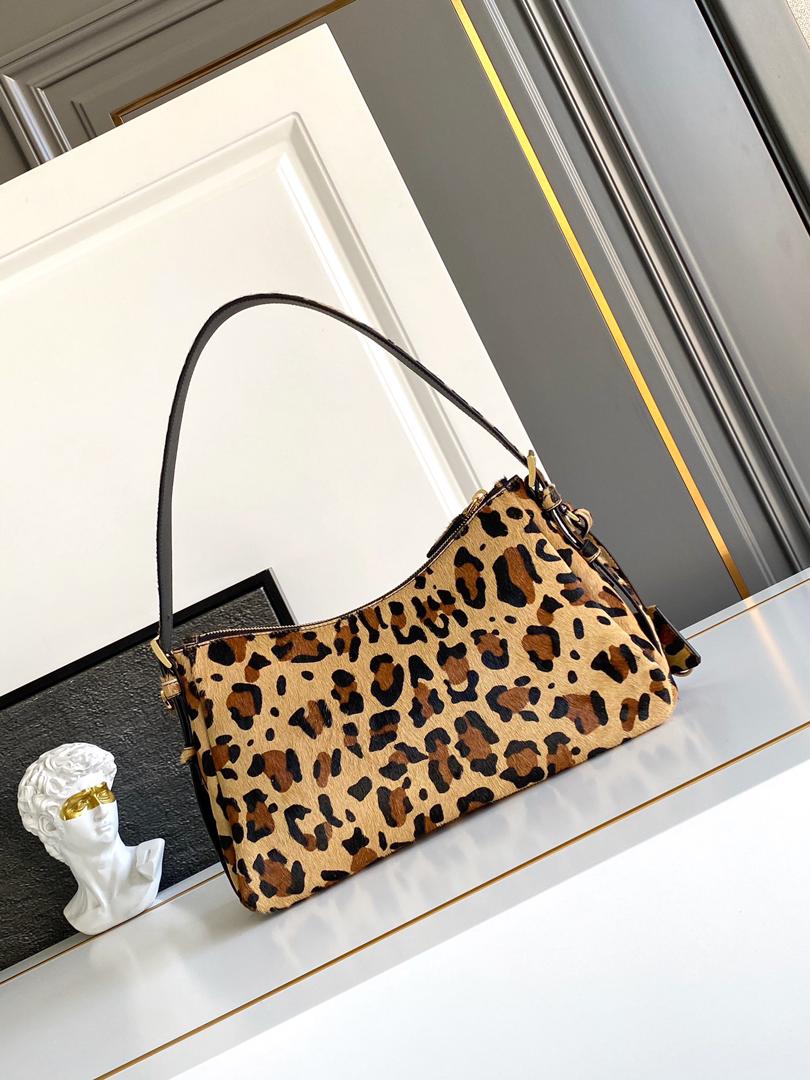 Prada Leopard Hobo Handbag