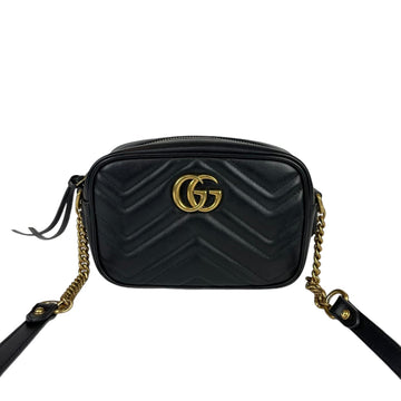 Gucci Mini GG Marmont Camera Bag in Black with GHW