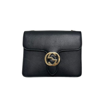 Gucci Small Interlocking GG Calfskin Black GHW