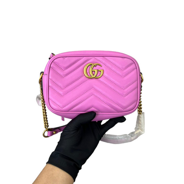 Gucci Mini GG Marmont Camera Bag Pink GHW