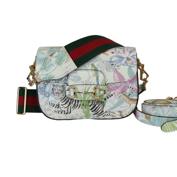 Gucci Horsebit 1955 Tiger Print Mini Leather White Multicolor GHW