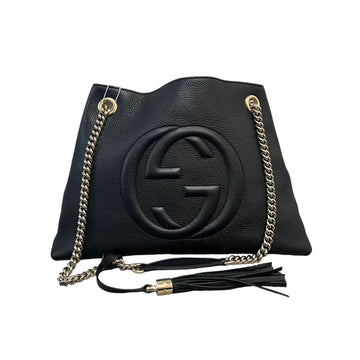 Gucci Soho Chain Shoulder Medium Pebbled Calfskin Black GHW