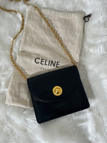 CELINE Starball Leather Chain Shoulder bag Black New 1:1 abwxxg