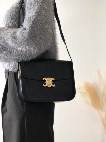 CELINE Triomphe Leather Crossbody Shoulder bag Black New 1:1 iv4xyc