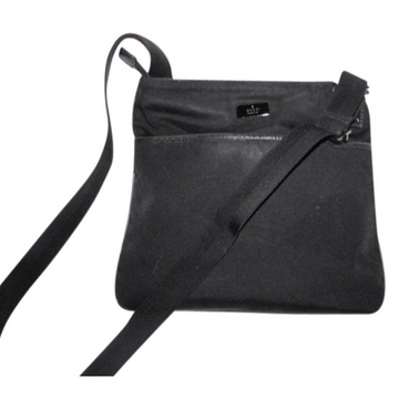 Gucci gucci Pursesdesigner Purses Black Leather And Canvas With A Nylon Strap Canvasleather M