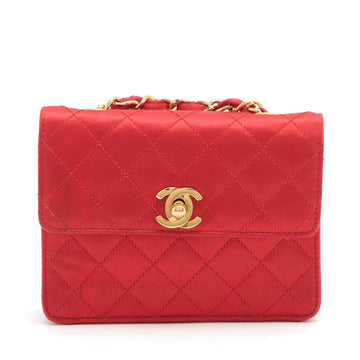 New 1:1 Rep Top Quality Chanel Mini Matrasse Satin Chain Shoulder Bag Red Gold  1st