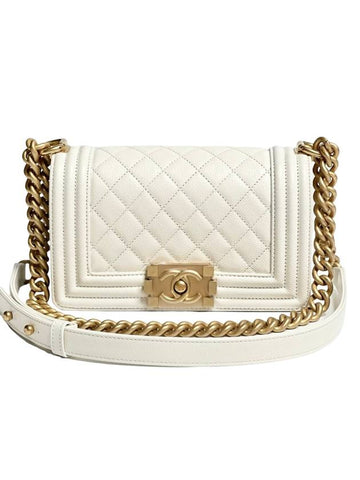 Boy Top Quality Chanel Gold Flap Shoulder Bag White Chanel