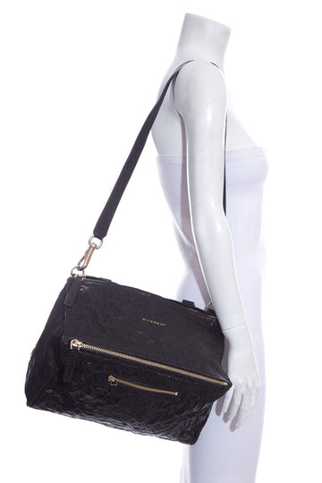 Givenchy "Pandora"  Medium Black Tumbled Leather Cross-Body
