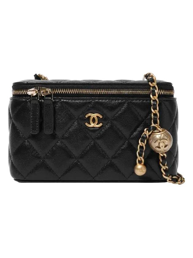 Chain Golden Ball Vanity Small Lambskin Cross Bag Black Chanel