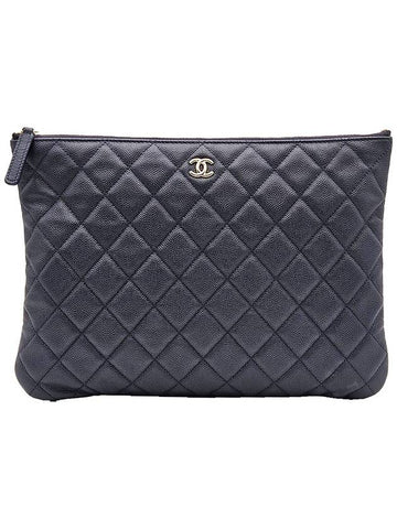 Top Quality Chanel A82545 Navy Caviar Gold Classic New Medium Clutch Chanel