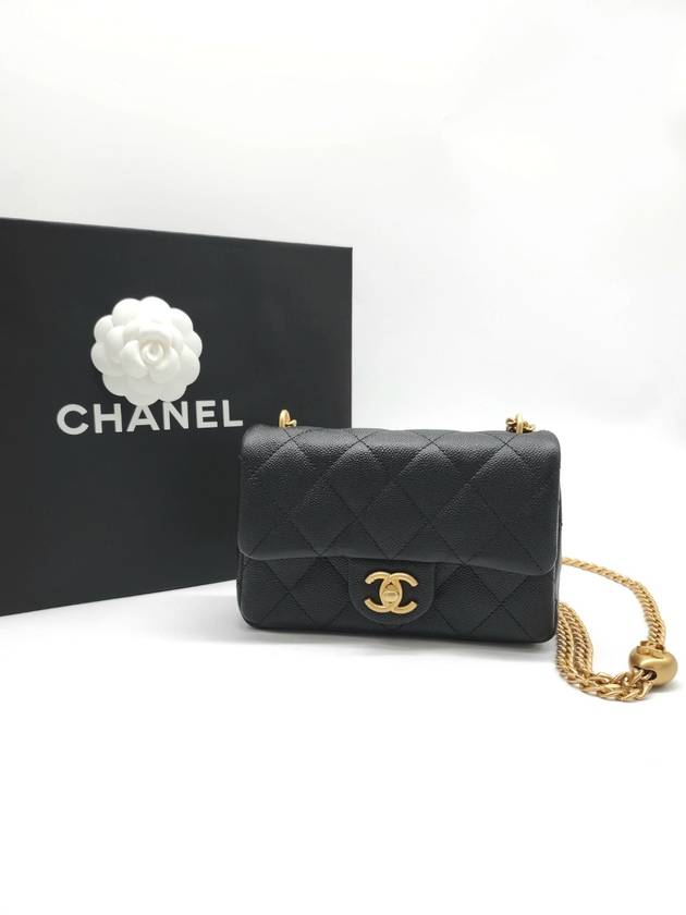 Calfskin Mini Flap Shoulder Bag Black Chanel