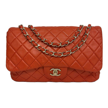 Top Quality Chanel - Classic Single New Jumbo Quilted Lambskin - Champagne Gold Red Handbag