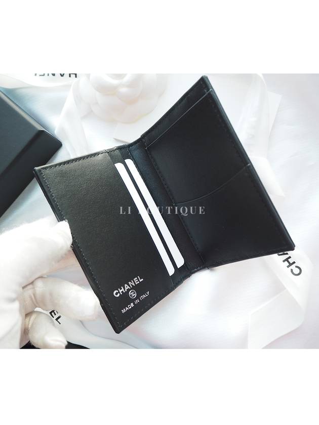 CC logo men s card wallet all black AP3822 Chanel