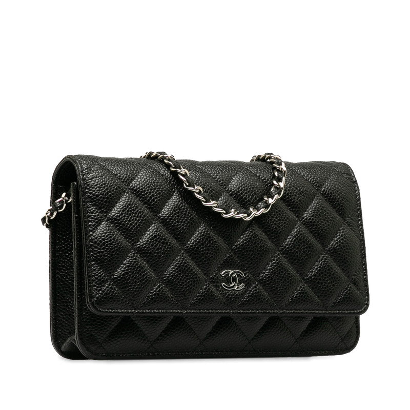 New 1:1 Rep Top Quality Chanel Matrases Coco  Chain Shoulder Wallet Black Caviar S  CHANEL