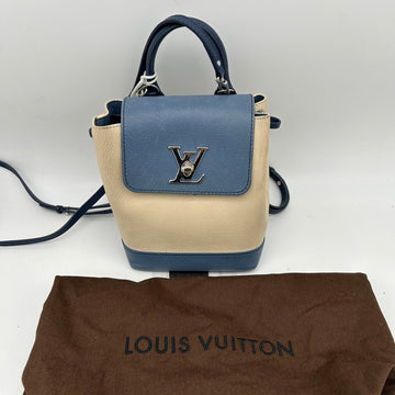 Louis Vuitton Mini Lockme Calfskin Leather Backpack Blue Ivory