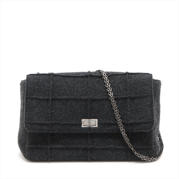 New 1:1 Rep Top Quality Chanel Chocolate Bar Wool Single Flap Double Chain Bag 2.55 Black Silver Gold  5th