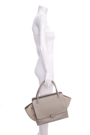 Celine Nude Double Zip Trapeze Handbag