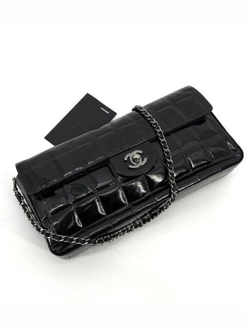 Patent chocolate bar shoulder bag Chanel