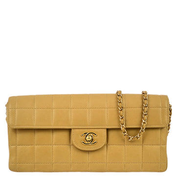 Top Quality Chanel 2004-2005 Beige Lambskin East West Choco Bar Chain Shoulder Bag