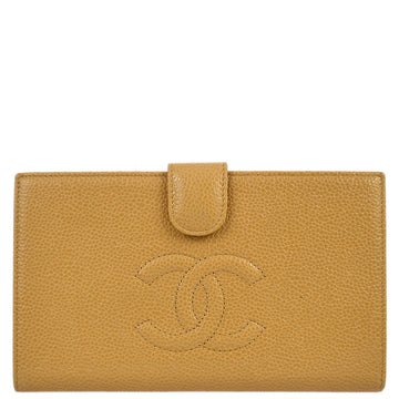 Top Quality Chanel 2005-2006 Beige Caviar Timeless Long Wallet