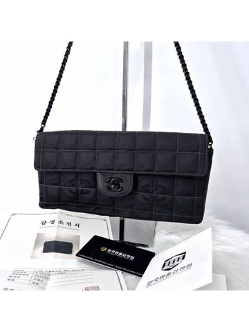 New Travel Chocolate Bar Baguette Bag Shoulder Black Chanel