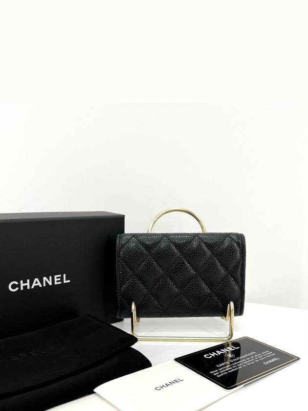 Caviar flap card wallet black Chanel