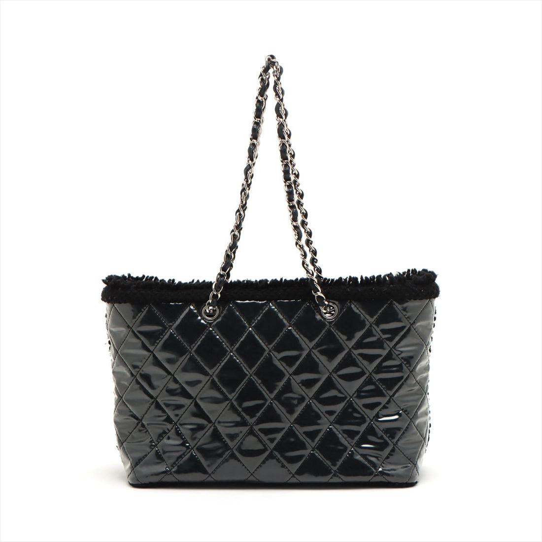 New 1:1 Rep Top Quality Chanel Coco Vinyl Leather Tote Bag Black Silver Gold  13th
