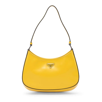 Prada Yellow Brushed Calfskin Cleo Shoulder Bag