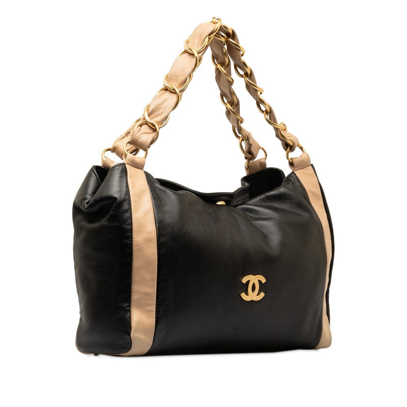New 1:1 Rep Top Quality Chanel Coco Chain Tote Bag Black Beige   Chanel