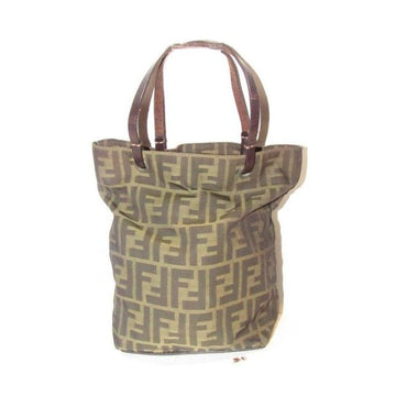 Fendi Brown Tobacco Zucca Large F Logo Print Canvas And Brown Leather Tote