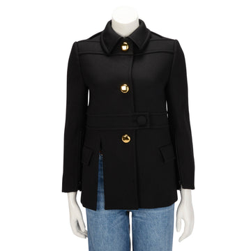 Prada Black Wool Short Coat IT 40