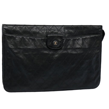 Top Quality Chanel Bicolole Briefcase Lamb Skin Black CC Auth am5376